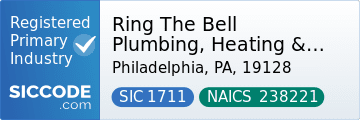 Ring The Bell Plumbing, Heating & Drains, SIC Code 1711, NAICS Code 238221
