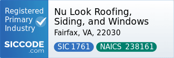 Nu Look Roofing, Siding, and Windows, SIC Code 1761, NAICS Code 238161