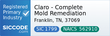 Claro - Complete Mold Remediation, SIC Code 1799, NAICS Code 562910