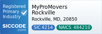 MyProMovers Rockville, SIC Code 4214, NAICS Code 484210