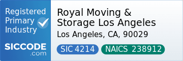 Royal Moving & Storage Los Angeles, SIC Code 4214, NAICS Code 238912